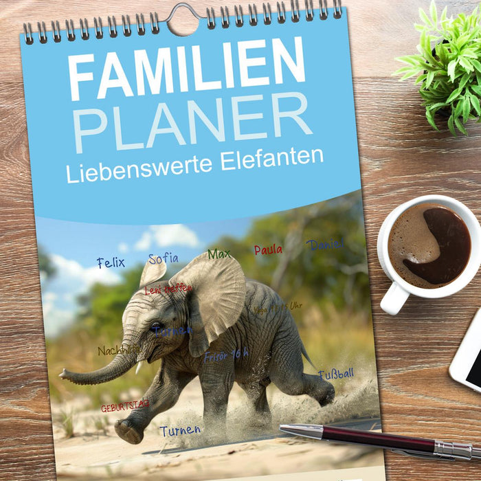 Liebenswerte Elefanten (CALVENDO Familienplaner 2026)