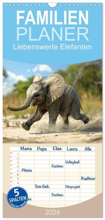 Liebenswerte Elefanten (CALVENDO Familienplaner 2026)