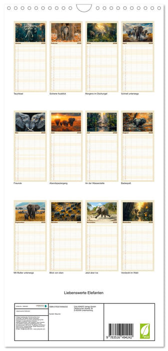 Liebenswerte Elefanten (CALVENDO Familienplaner 2026)