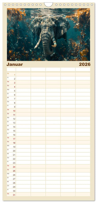 Liebenswerte Elefanten (CALVENDO Familienplaner 2026)