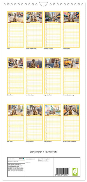 Erdmännchen in New York City (CALVENDO Familienplaner 2026)