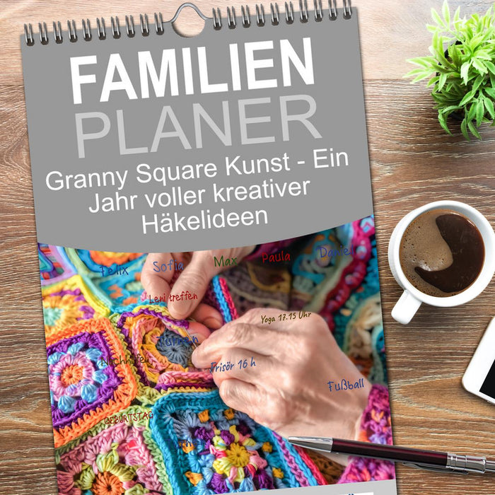 Granny Square Kunst - Ein Jahr voller kreativer Häkelideen (CALVENDO Familienplaner 2026)
