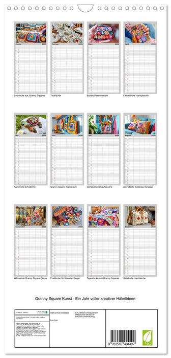 Granny Square Kunst - Ein Jahr voller kreativer Häkelideen (CALVENDO Familienplaner 2026)