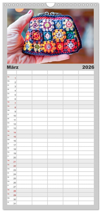 Granny Square Kunst - Ein Jahr voller kreativer Häkelideen (CALVENDO Familienplaner 2026)