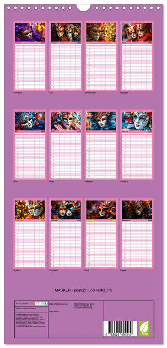 MASKEN - poetisch und verträumt (CALVENDO Familienplaner 2026)