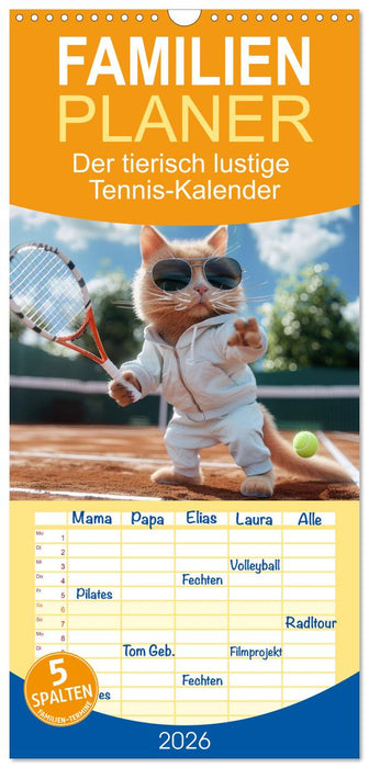 Der tierisch lustige Tennis-Kalender (CALVENDO Familienplaner 2026)