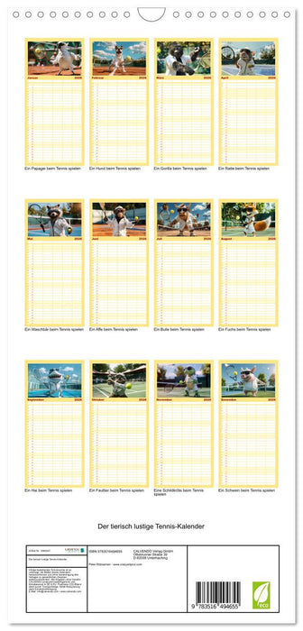 Der tierisch lustige Tennis-Kalender (CALVENDO Familienplaner 2026)