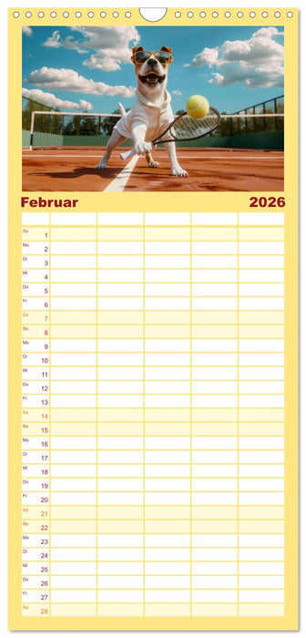Der tierisch lustige Tennis-Kalender (CALVENDO Familienplaner 2026)