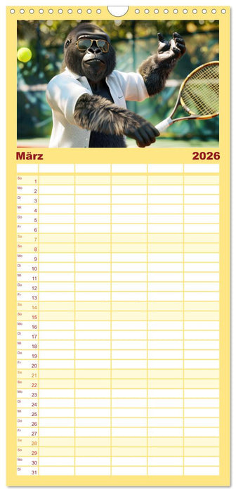 Der tierisch lustige Tennis-Kalender (CALVENDO Familienplaner 2026)
