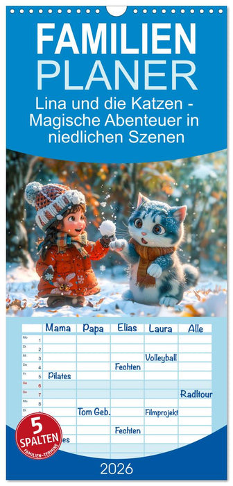 Lina und die Katzen - Magische Abenteuer in niedlichen Szenen (CALVENDO Familienplaner 2026)