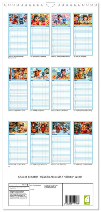 Lina und die Katzen - Magische Abenteuer in niedlichen Szenen (CALVENDO Familienplaner 2026)