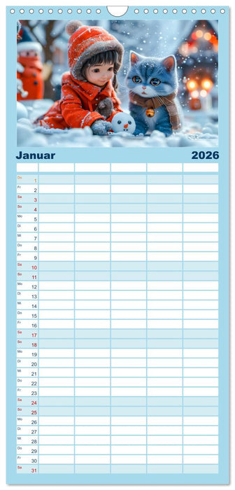 Lina und die Katzen - Magische Abenteuer in niedlichen Szenen (CALVENDO Familienplaner 2026)
