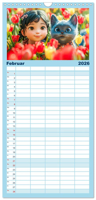 Lina und die Katzen - Magische Abenteuer in niedlichen Szenen (CALVENDO Familienplaner 2026)