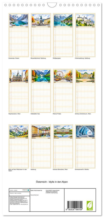 Österreich - Idylle in den Alpen (CALVENDO Familienplaner 2026)