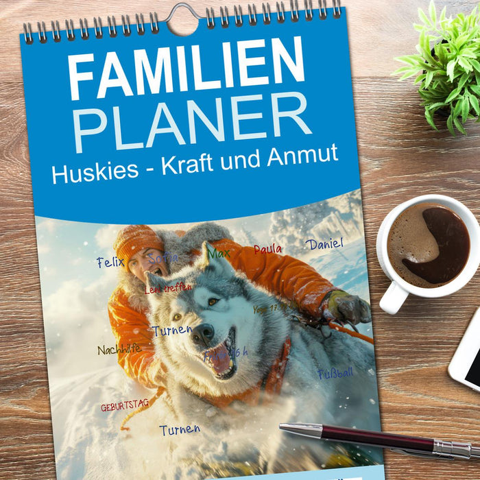 Huskies - Kraft und Anmut (CALVENDO Familienplaner 2026)