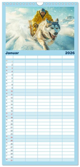 Huskies - Kraft und Anmut (CALVENDO Familienplaner 2026)
