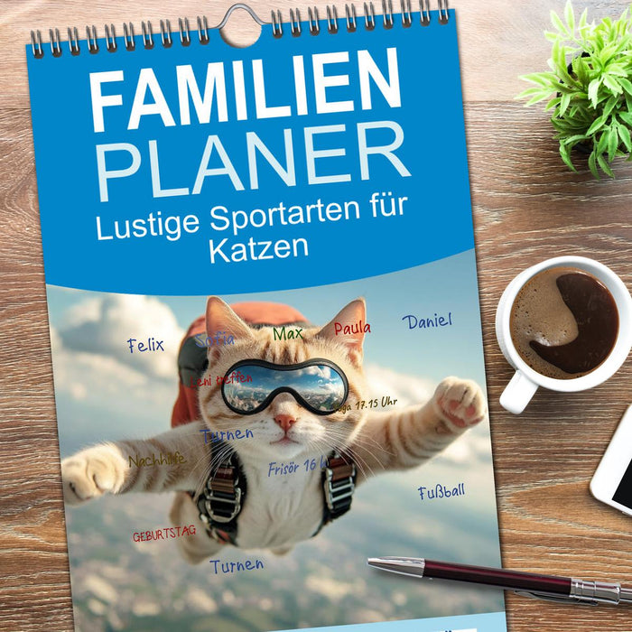 Lustige Sportarten für Katzen (CALVENDO Familienplaner 2026)