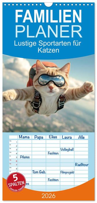 Lustige Sportarten für Katzen (CALVENDO Familienplaner 2026)