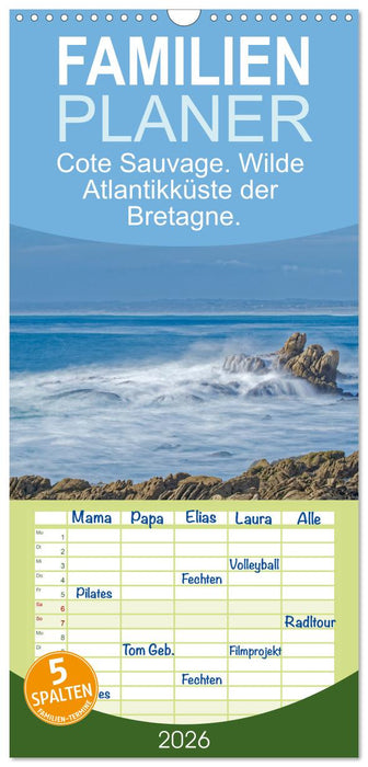 Cote Sauvage. Wilde Atlantikküste der Bretagne. (CALVENDO Familienplaner 2026)
