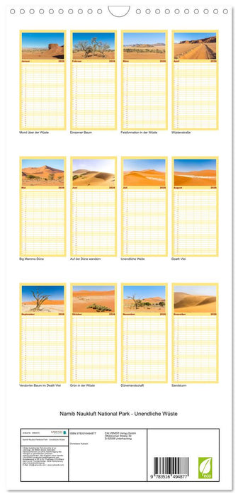 Namib Naukluft National Park - Unendliche Wüste (CALVENDO Familienplaner 2026)