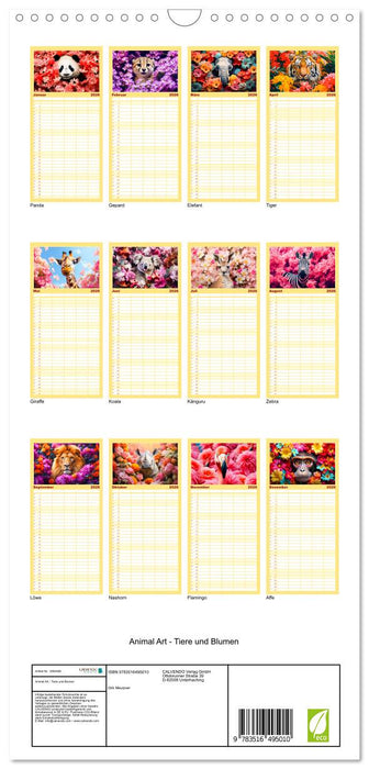 Animal Art - Tiere und Blumen (CALVENDO Familienplaner 2026)