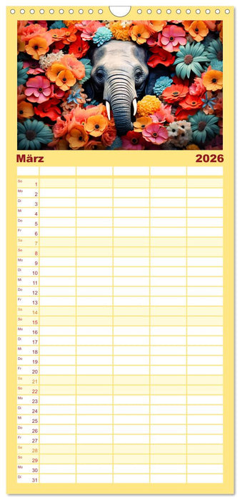 Animal Art - Tiere und Blumen (CALVENDO Familienplaner 2026)