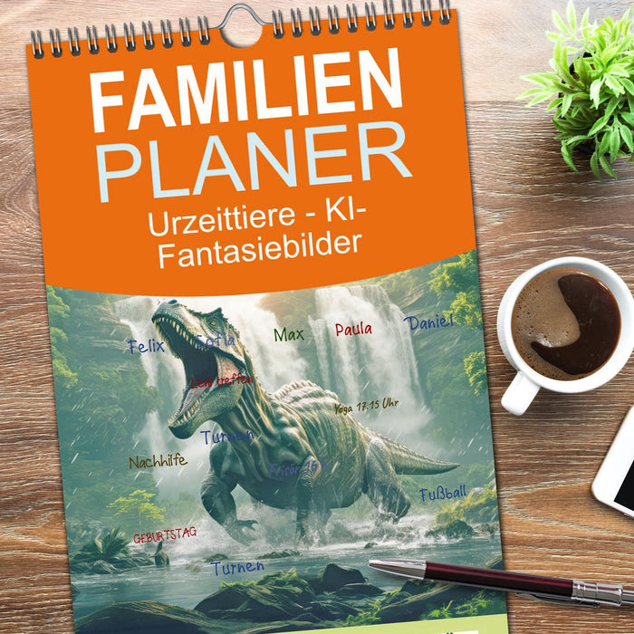 Urzeittiere - KI-Fantasiebilder (CALVENDO Familienplaner 2026)