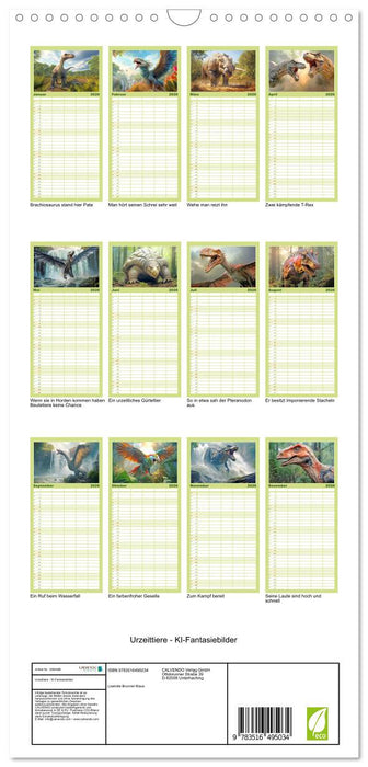 Urzeittiere - KI-Fantasiebilder (CALVENDO Familienplaner 2026)