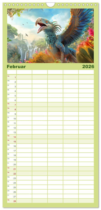 Urzeittiere - KI-Fantasiebilder (CALVENDO Familienplaner 2026)