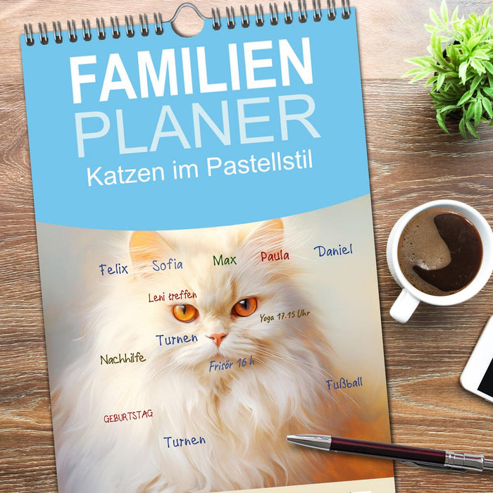 Katzen im Pastellstil (CALVENDO Familienplaner 2026)