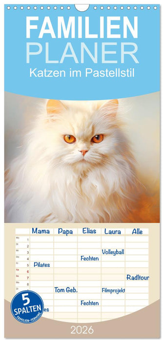 Katzen im Pastellstil (CALVENDO Familienplaner 2026)