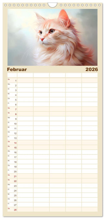 Katzen im Pastellstil (CALVENDO Familienplaner 2026)