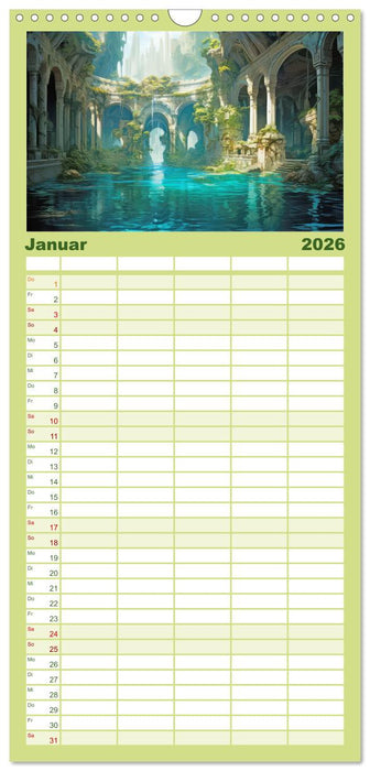 Ruinen versunkener Kulturen - Fantasiebilder (CALVENDO Familienplaner 2026)
