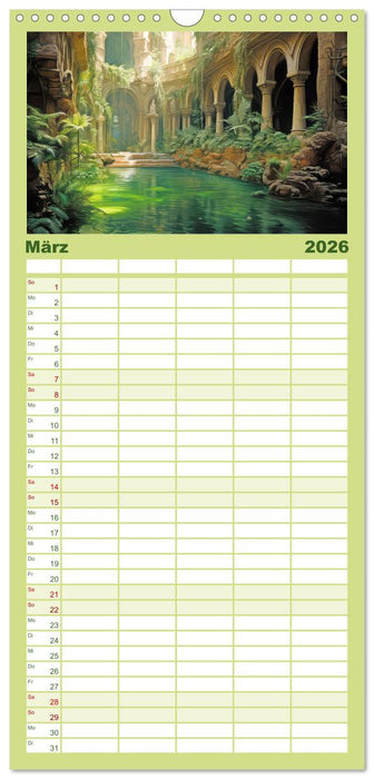 Ruinen versunkener Kulturen - Fantasiebilder (CALVENDO Familienplaner 2026)