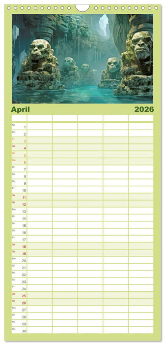 Ruinen versunkener Kulturen - Fantasiebilder (CALVENDO Familienplaner 2026)