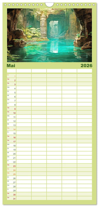 Ruinen versunkener Kulturen - Fantasiebilder (CALVENDO Familienplaner 2026)