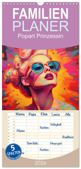 Popart Prinzessin (CALVENDO Familienplaner 2026)