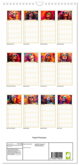 Popart Prinzessin (CALVENDO Familienplaner 2026)