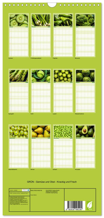GRÜN - Gemüse und Obst - Knackig und Frisch (CALVENDO Familienplaner 2026)