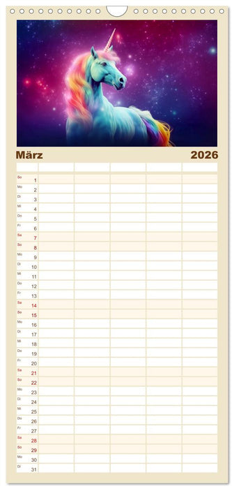 Magische Momente im Land der Einhörner (CALVENDO Familienplaner 2026)