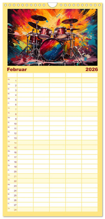 Taktvolle Kunst: Der bunte Schlagzeugkalender (CALVENDO Familienplaner 2026)