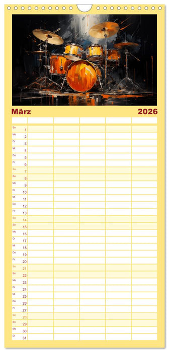 Taktvolle Kunst: Der bunte Schlagzeugkalender (CALVENDO Familienplaner 2026)