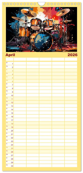 Taktvolle Kunst: Der bunte Schlagzeugkalender (CALVENDO Familienplaner 2026)