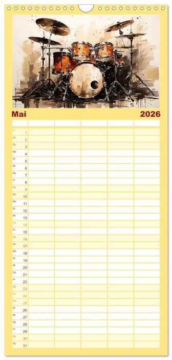 Taktvolle Kunst: Der bunte Schlagzeugkalender (CALVENDO Familienplaner 2026)