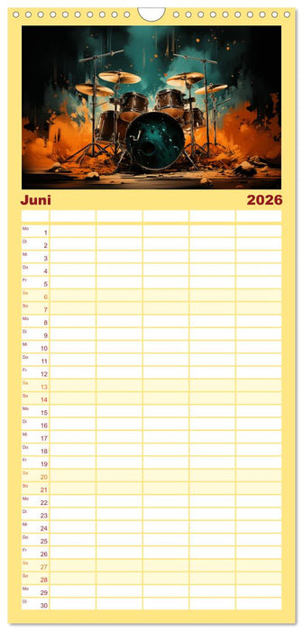 Taktvolle Kunst: Der bunte Schlagzeugkalender (CALVENDO Familienplaner 2026)