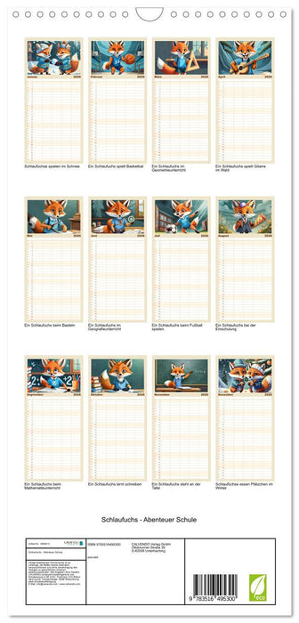 Schlaufuchs - Abenteuer Schule (CALVENDO Familienplaner 2026)