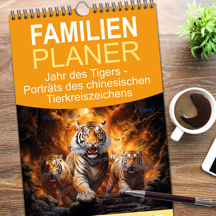 Jahr des Tigers - Porträts des chinesischen Tierkreiszeichens (CALVENDO Familienplaner 2026)