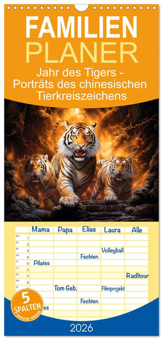 Jahr des Tigers - Porträts des chinesischen Tierkreiszeichens (CALVENDO Familienplaner 2026)