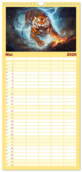 Jahr des Tigers - Porträts des chinesischen Tierkreiszeichens (CALVENDO Familienplaner 2026)