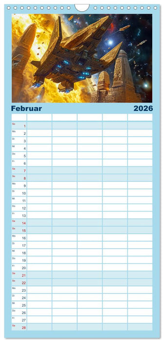 Raumschiffe - Im Universum durch Raum und Zeit (CALVENDO Familienplaner 2026)